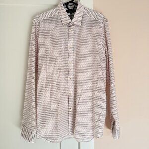 NWT Ted Baker Dress Shirt Pink White Collar 16 Modern Fit